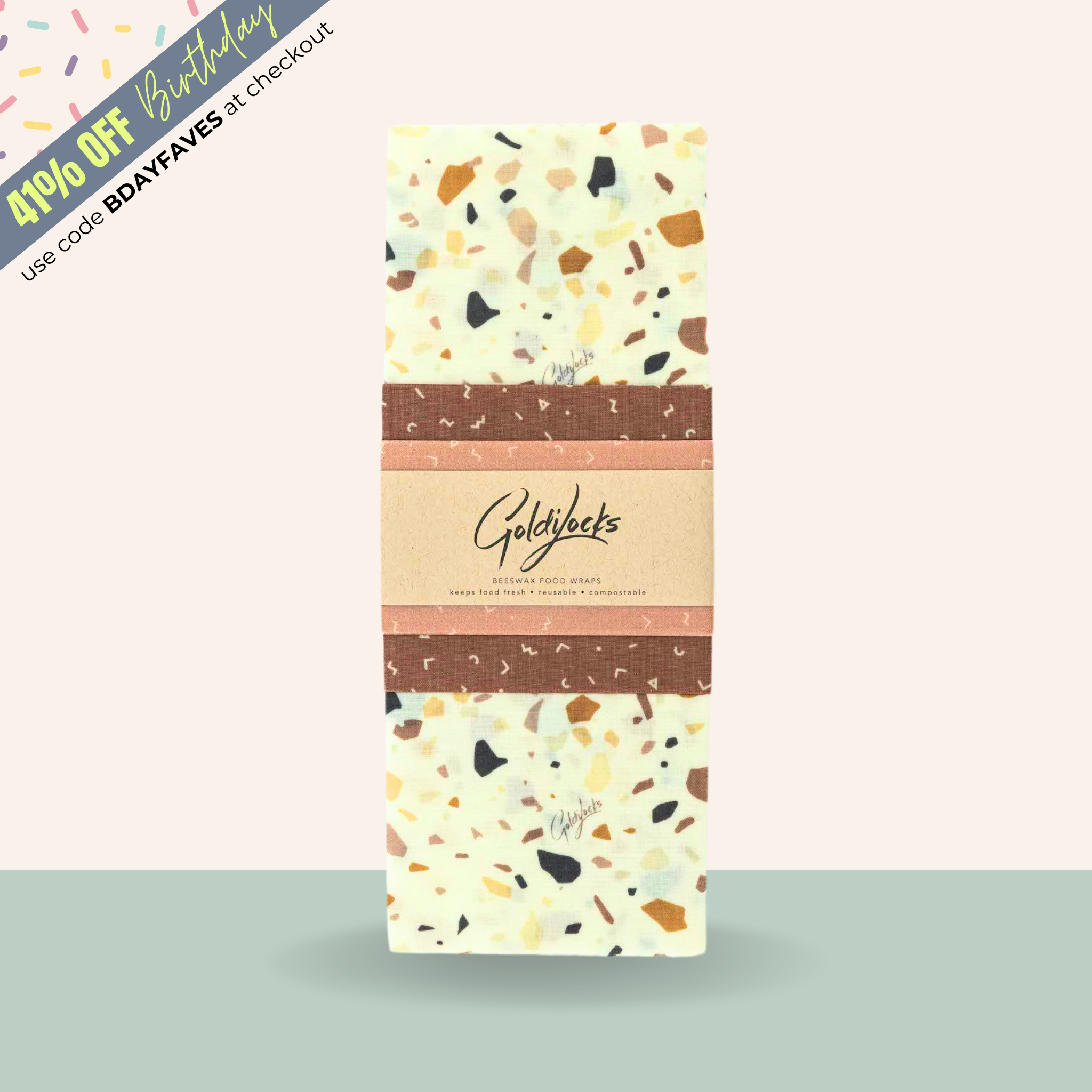 Beeswax Food Wraps: Terrazzo Set of 3