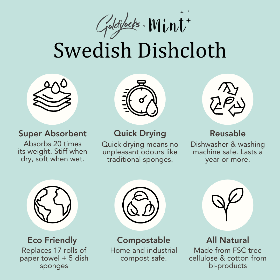 Swedish Dishcloth: Mint Cleaning Collab