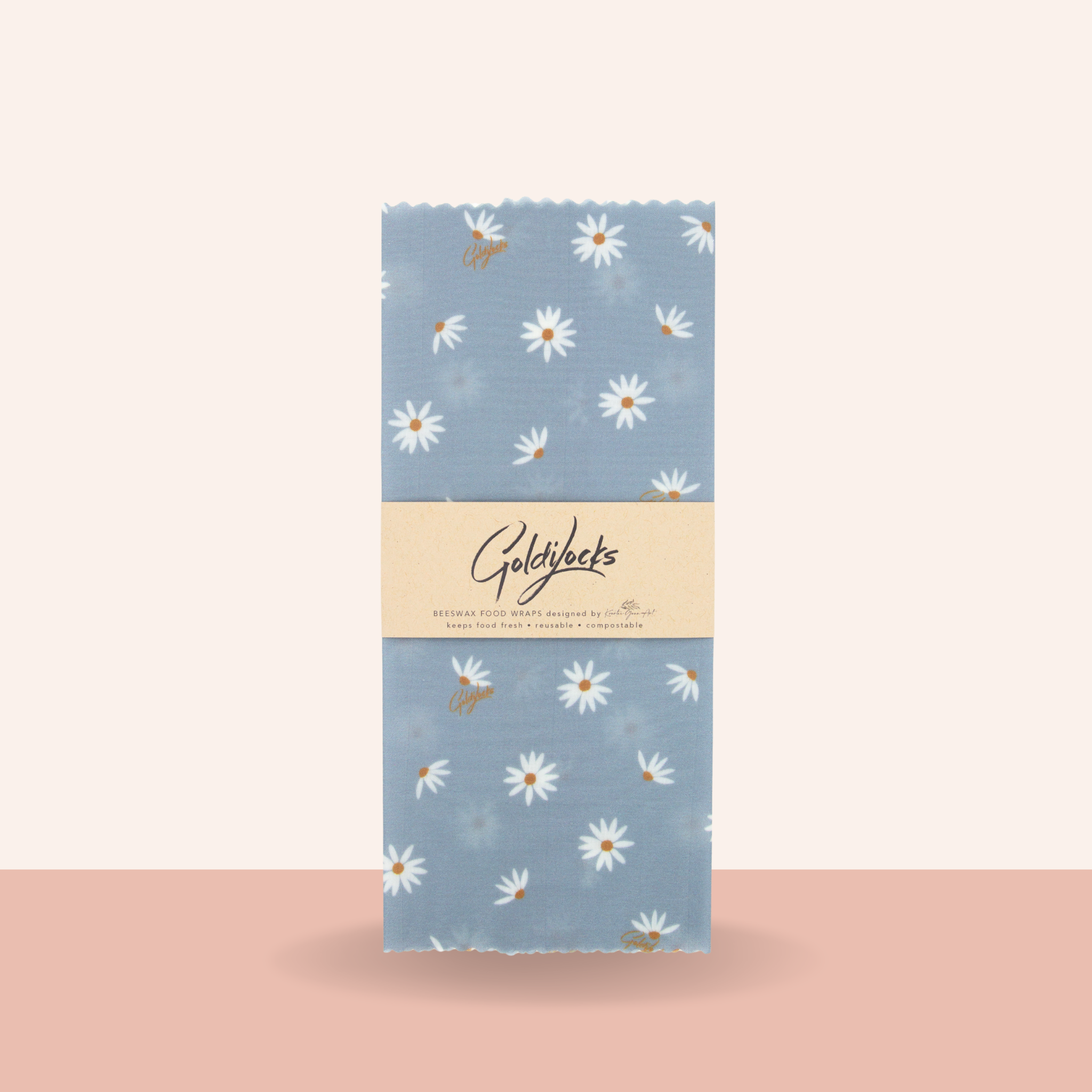 Beeswax Food Wraps: Blue Daisies X Kourtni Gunn Single Medium