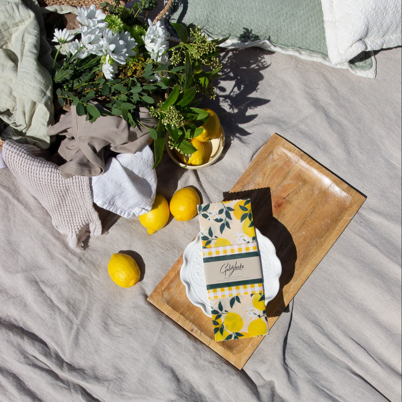 Beeswax Food Wraps: Amalfi Lemons Set of 3