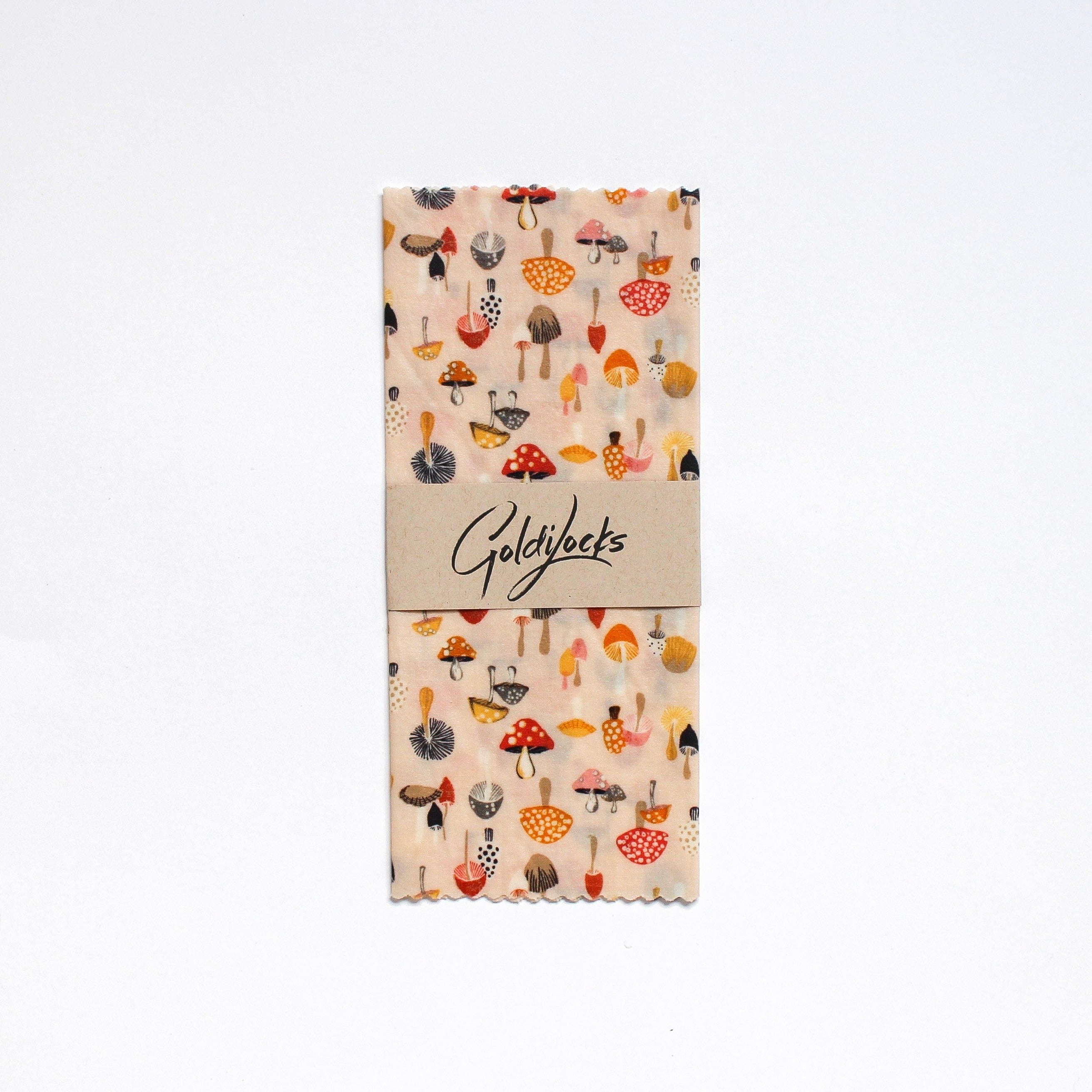 Colourful mushroom print beeswax food wrap