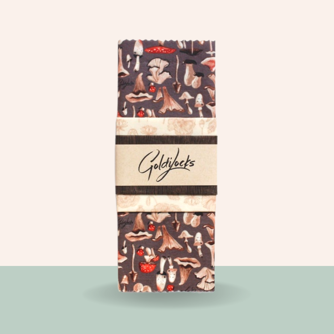 Beeswax Food Wraps: Mushrooms Set Of 3