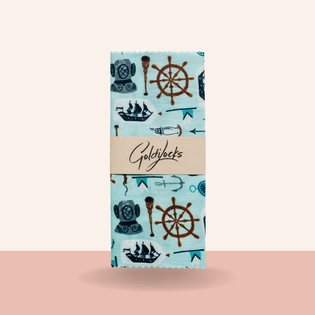 Beeswax Food Wraps: Nautical Treasures Single Medium