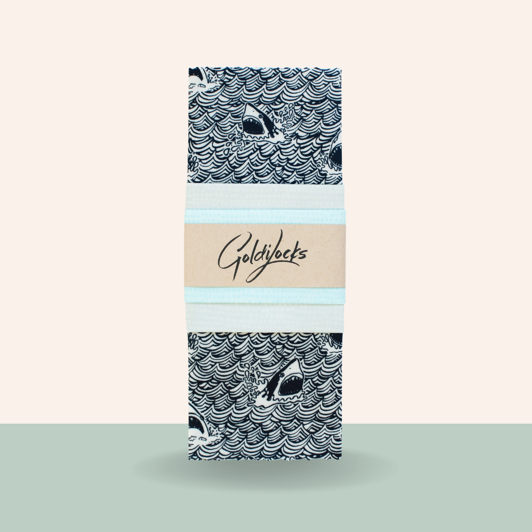 Beeswax Food Wraps: Sharks Set Of 3