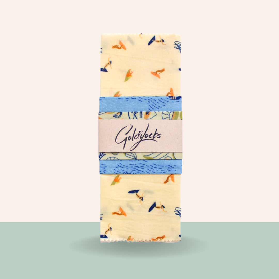 Beeswax Food Wraps: Surfer Girls Set Of 3