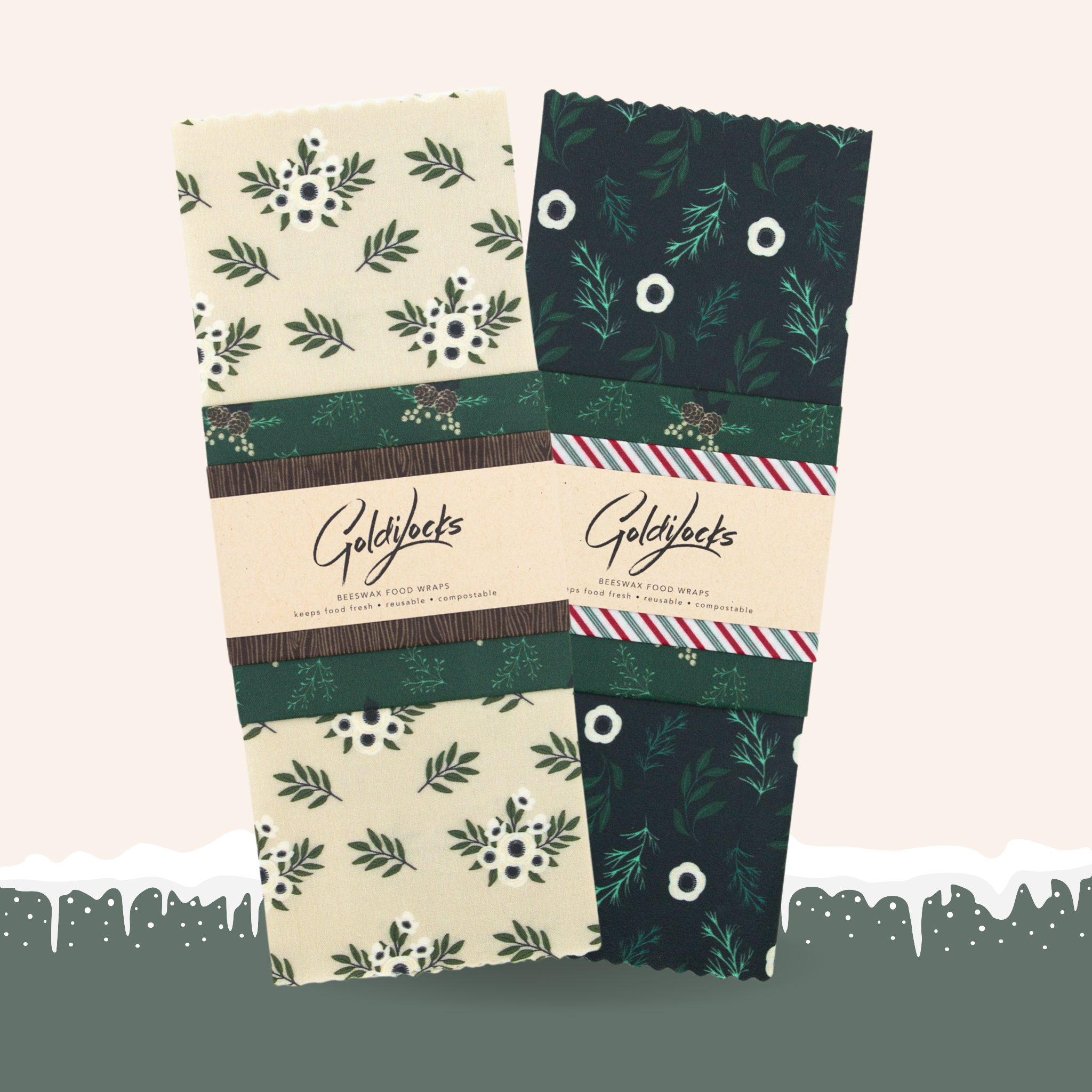 Beeswax Food Wraps: Winter Botanicals Set