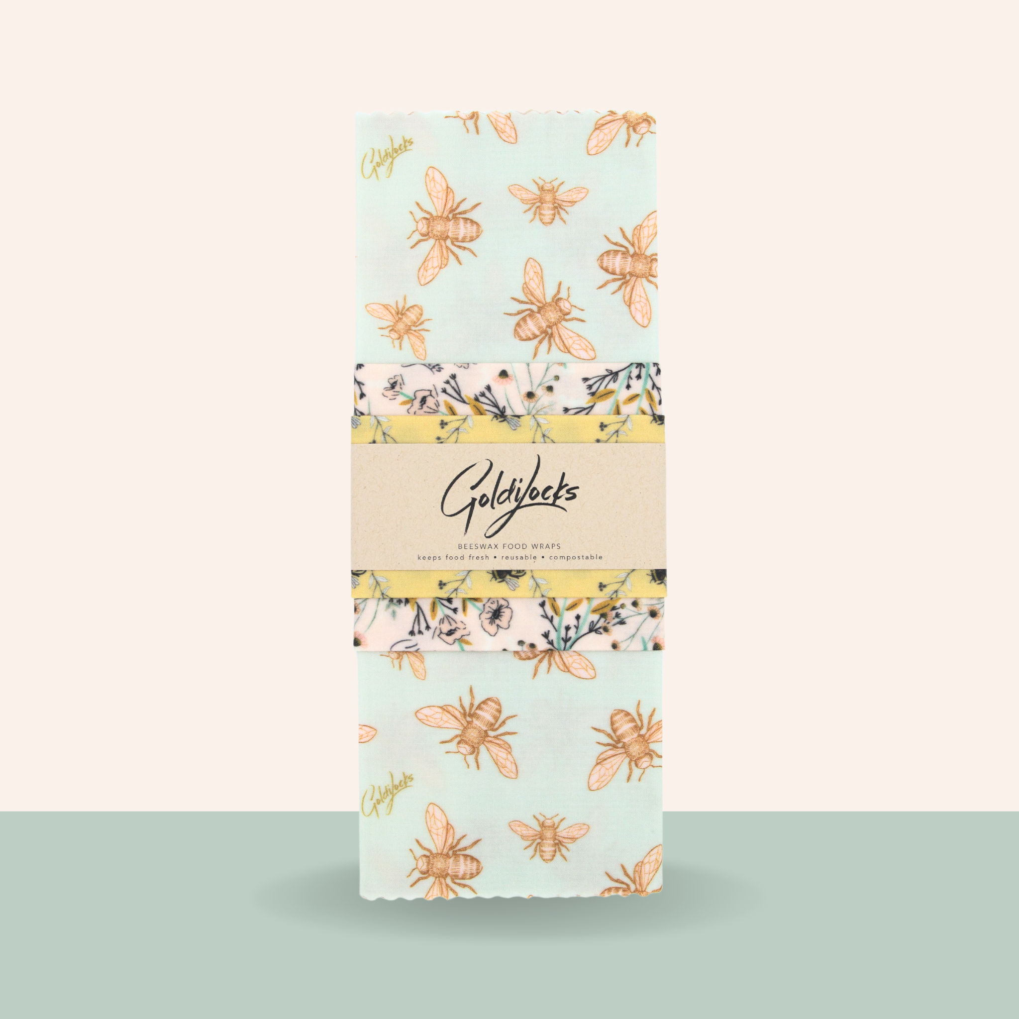 Beeswax Food Wraps: Bees & Blooms Set of 3