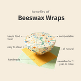 Cool Tones Pair: Set of 3 Beeswax Food Wraps + Dishcloth