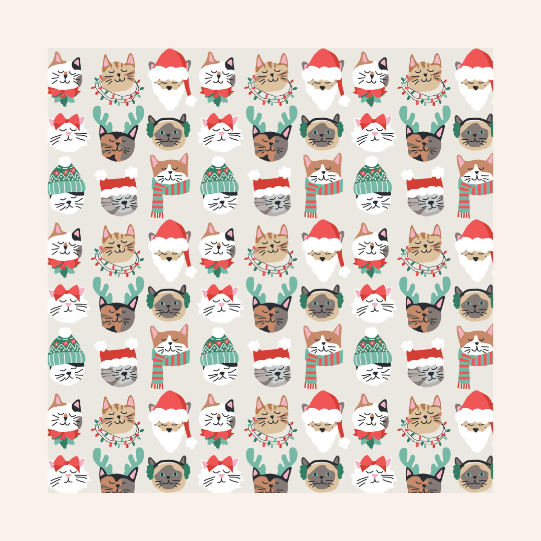 Meowy Christmas Single Medium Beeswax Wrap