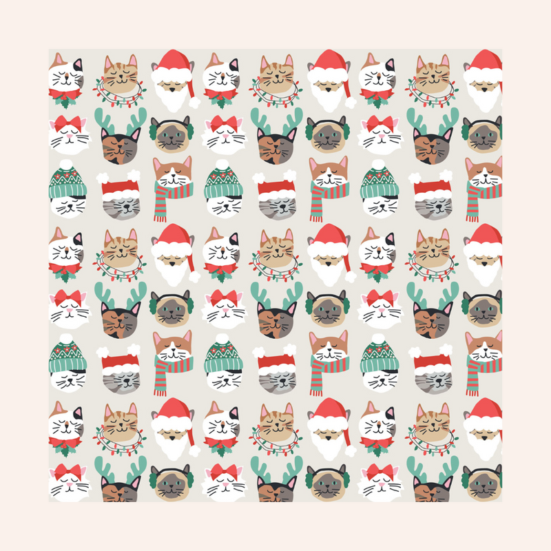 Meowy Christmas Single Medium Beeswax Wrap