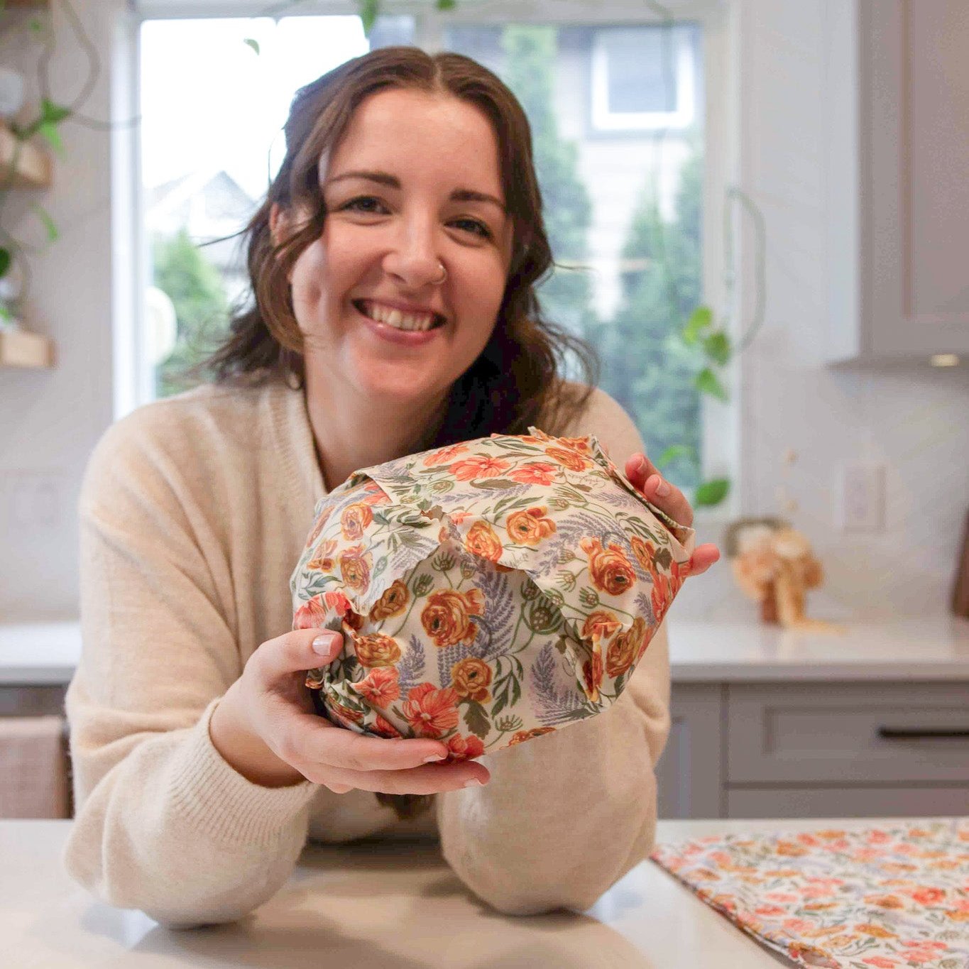 Bread Bag Set: Golden Floral