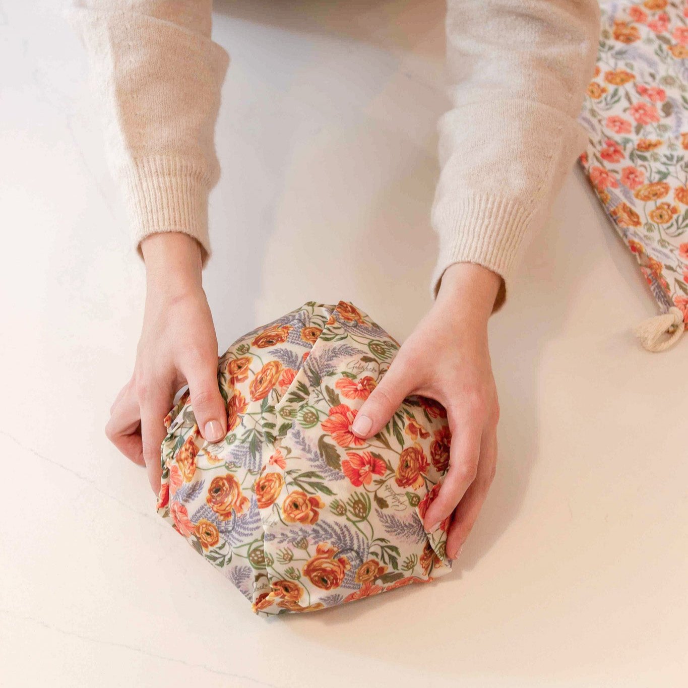 Bread Bag Set: Golden Floral