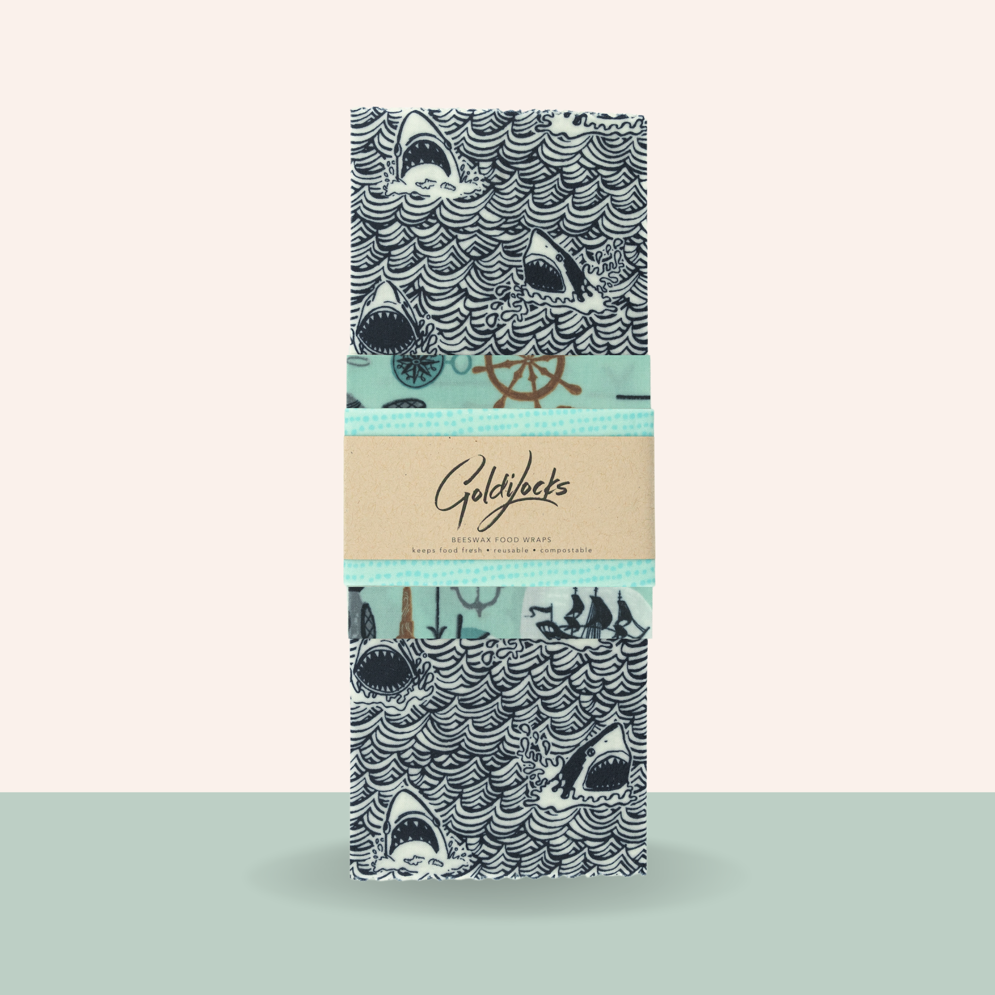 Beeswax Food Wraps: Sharks Set of 3