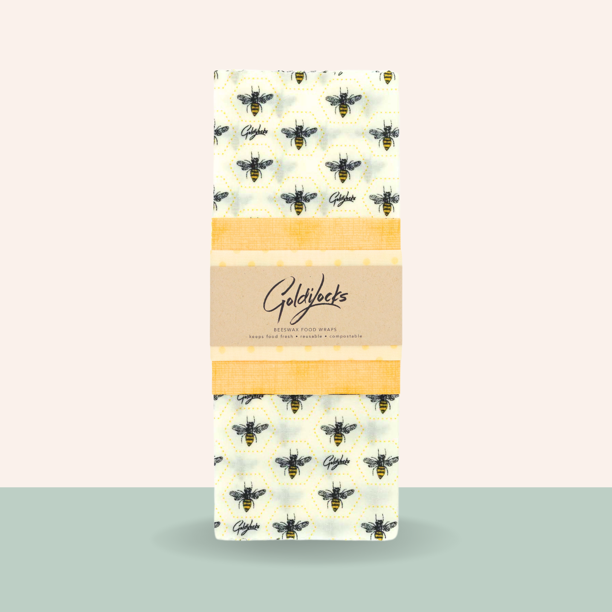 Beeswax Food Wraps: Honey Bees Set of 3
