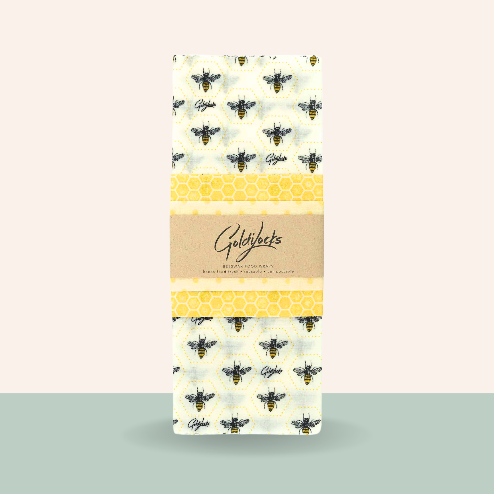 Beeswax Food Wraps: Honey Bees Set of 3