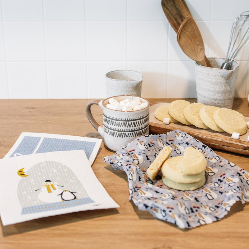 Snowman Set: Beeswax Food Wrap & Swedish Dishcloths