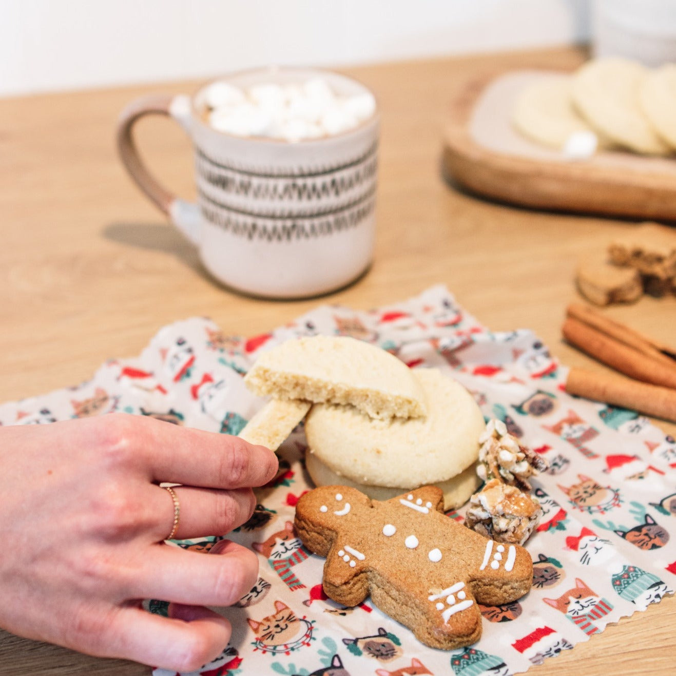 Dogs & Cats Christmas Single Medium Beeswax Wrap