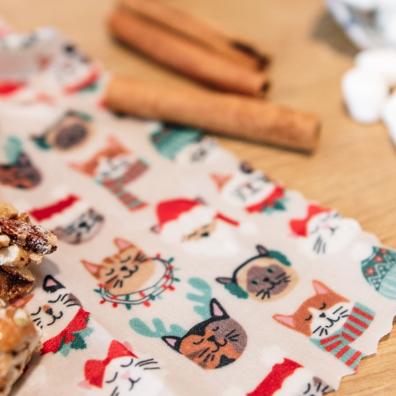 Dogs & Cats Christmas Single Medium Beeswax Wrap