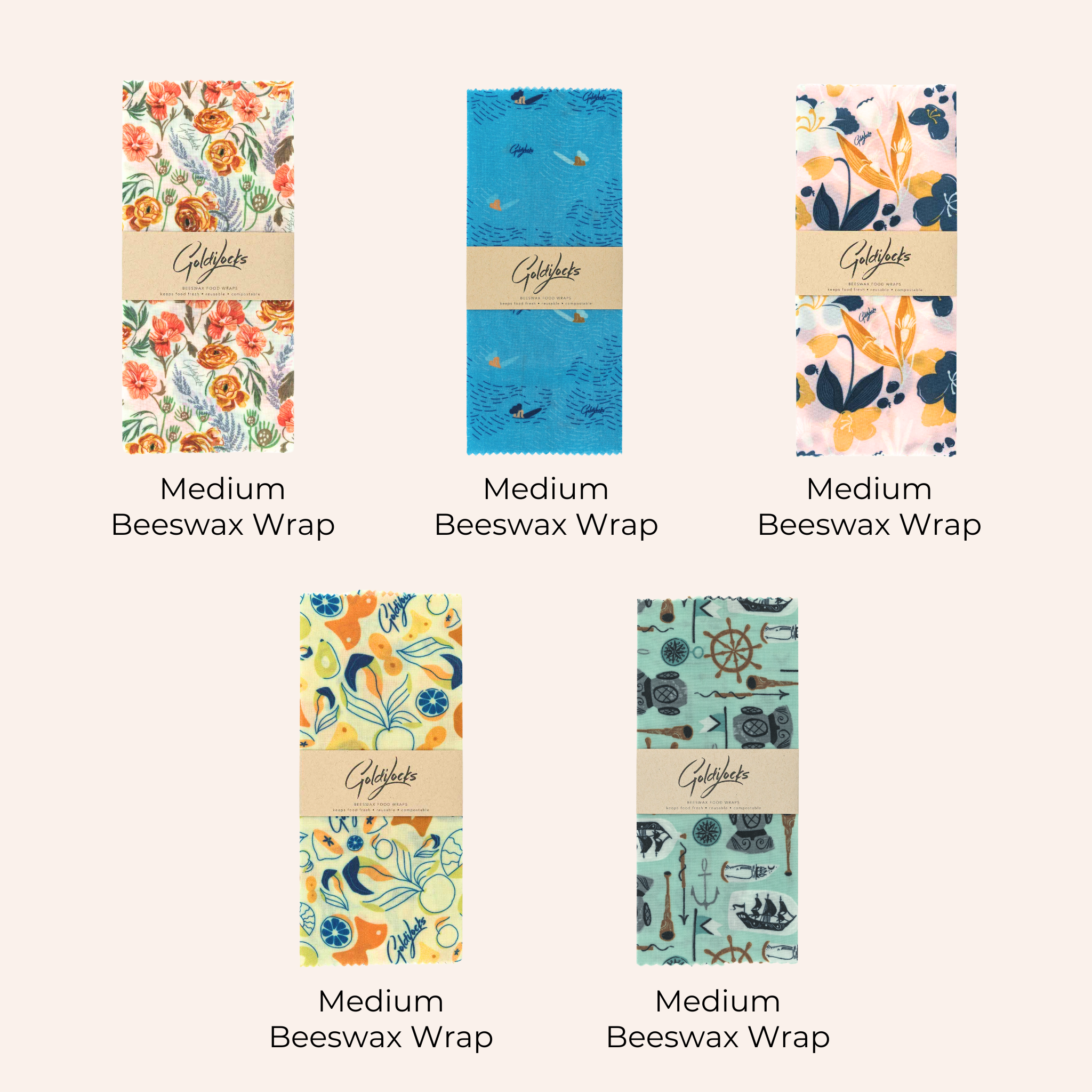 Beeswax Food Wraps: Medium Bundle