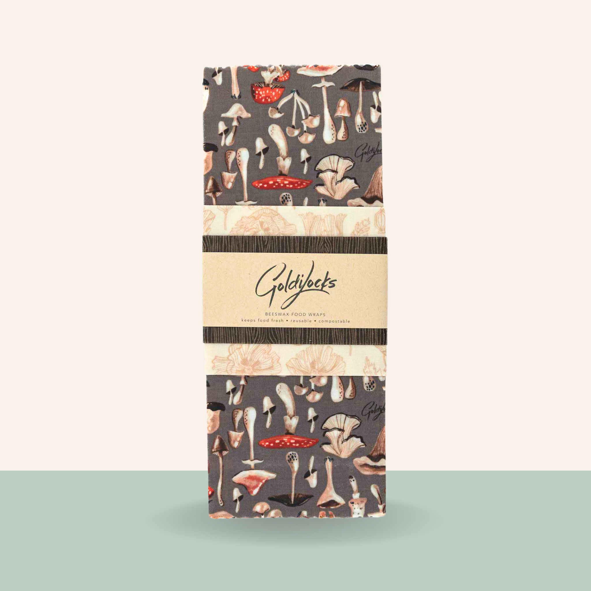 Beeswax Food Wraps: Mushrooms Set of 3