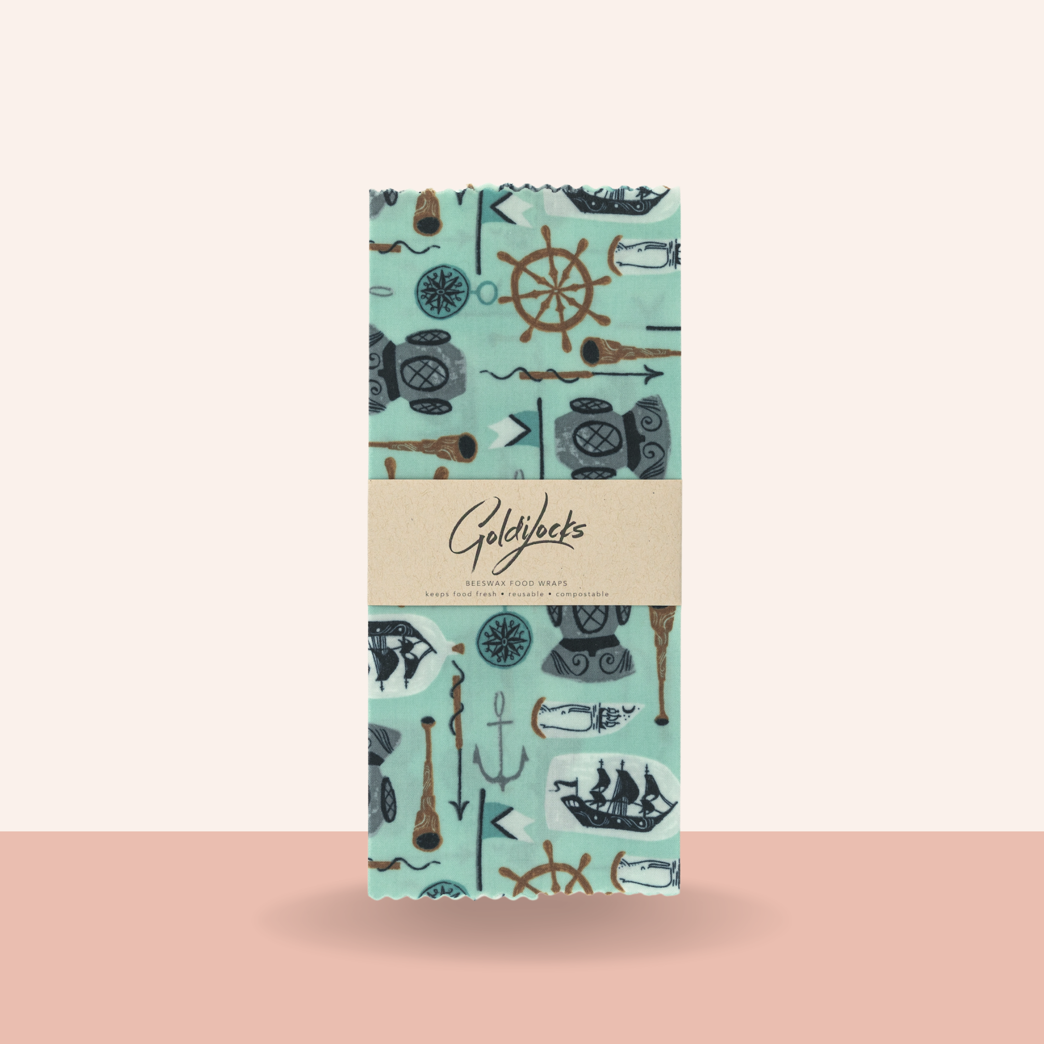 Beeswax Food Wraps: Nautical Treasures Single Medium