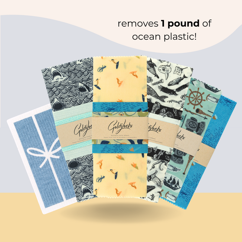 Ocean Favourites Bundle: Beeswax Wraps + Swedish Dishcloths