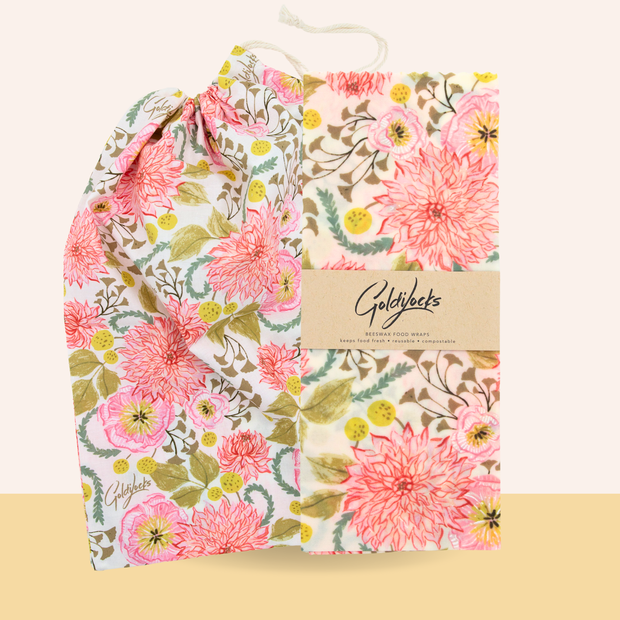 Bread Bag Set: Pink Floral