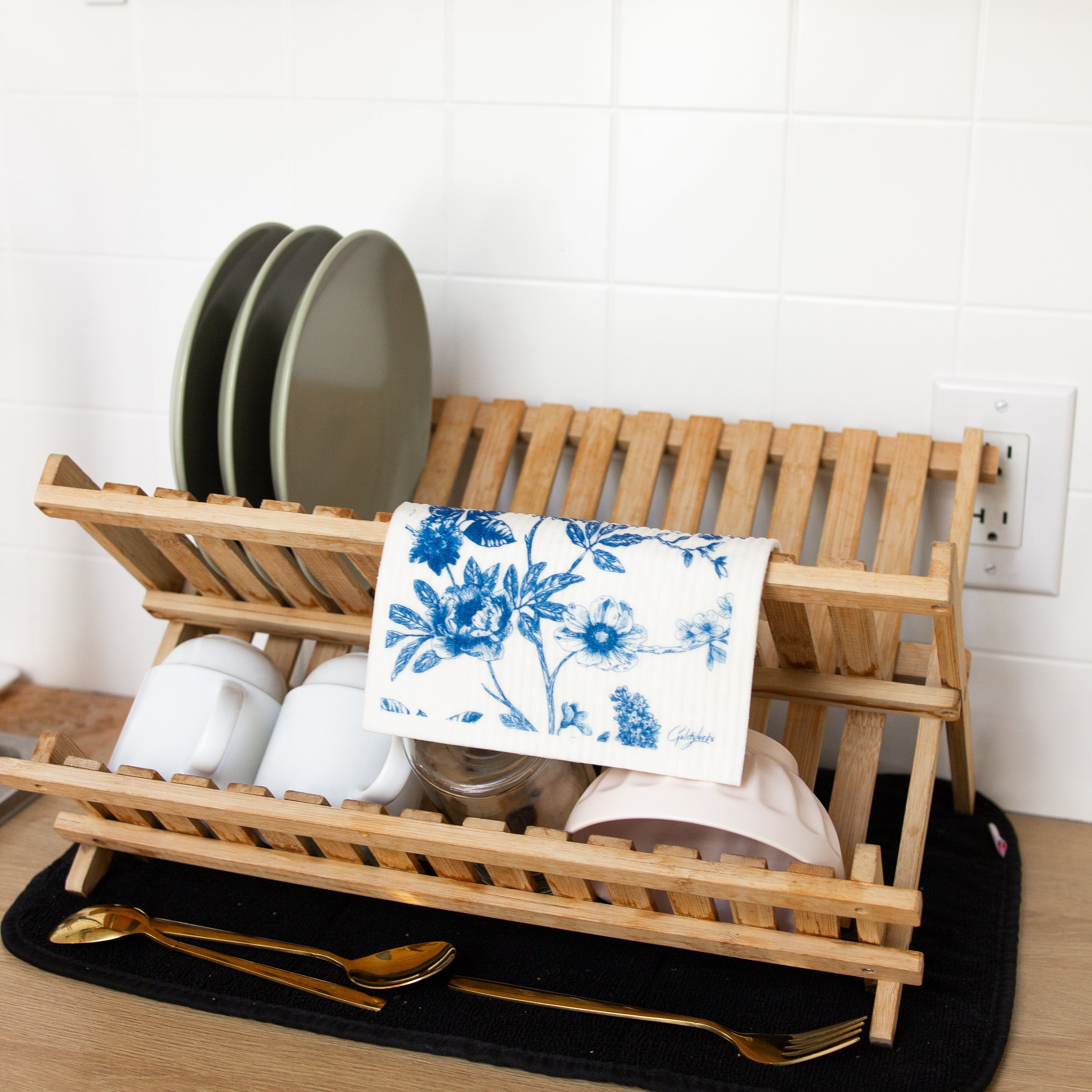 Vintage Botany Pair: Set of 3 Beeswax Wraps + Dishcloth
