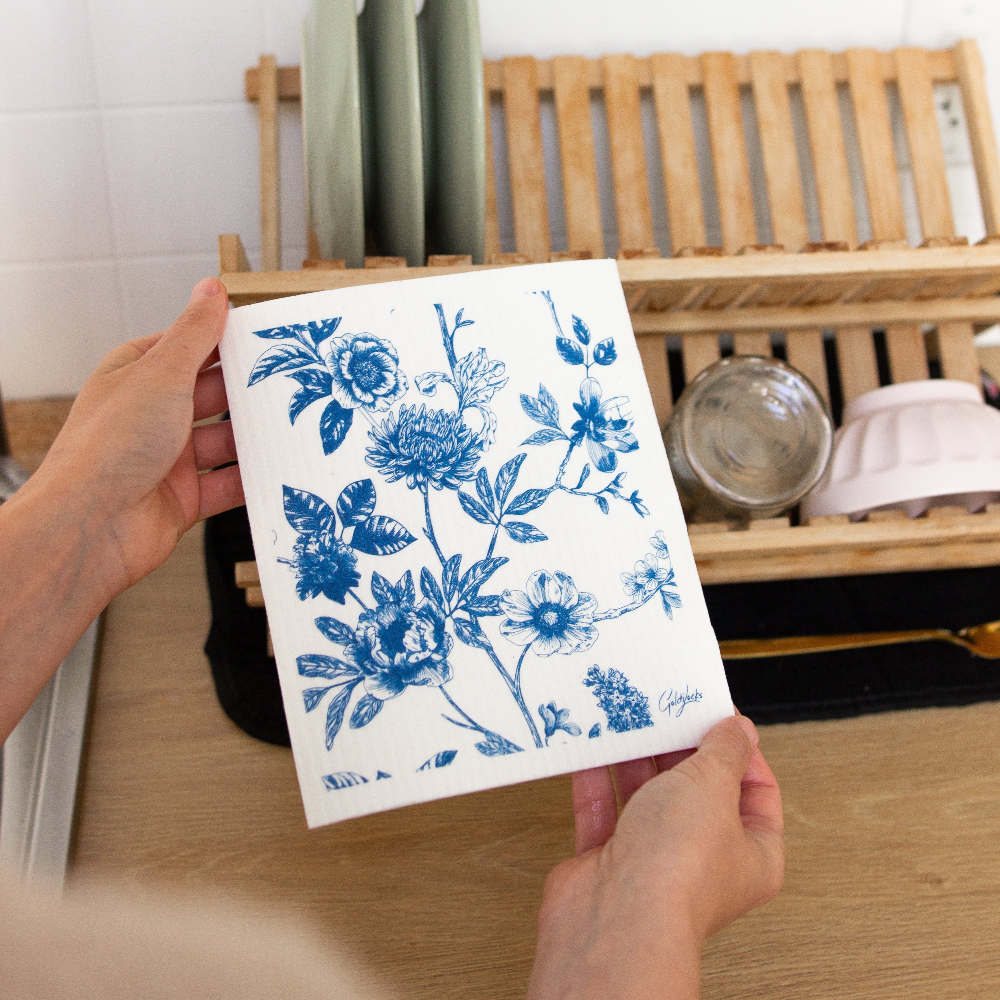 Vintage Botany Pair: Set of 3 Beeswax Wraps + Dishcloth
